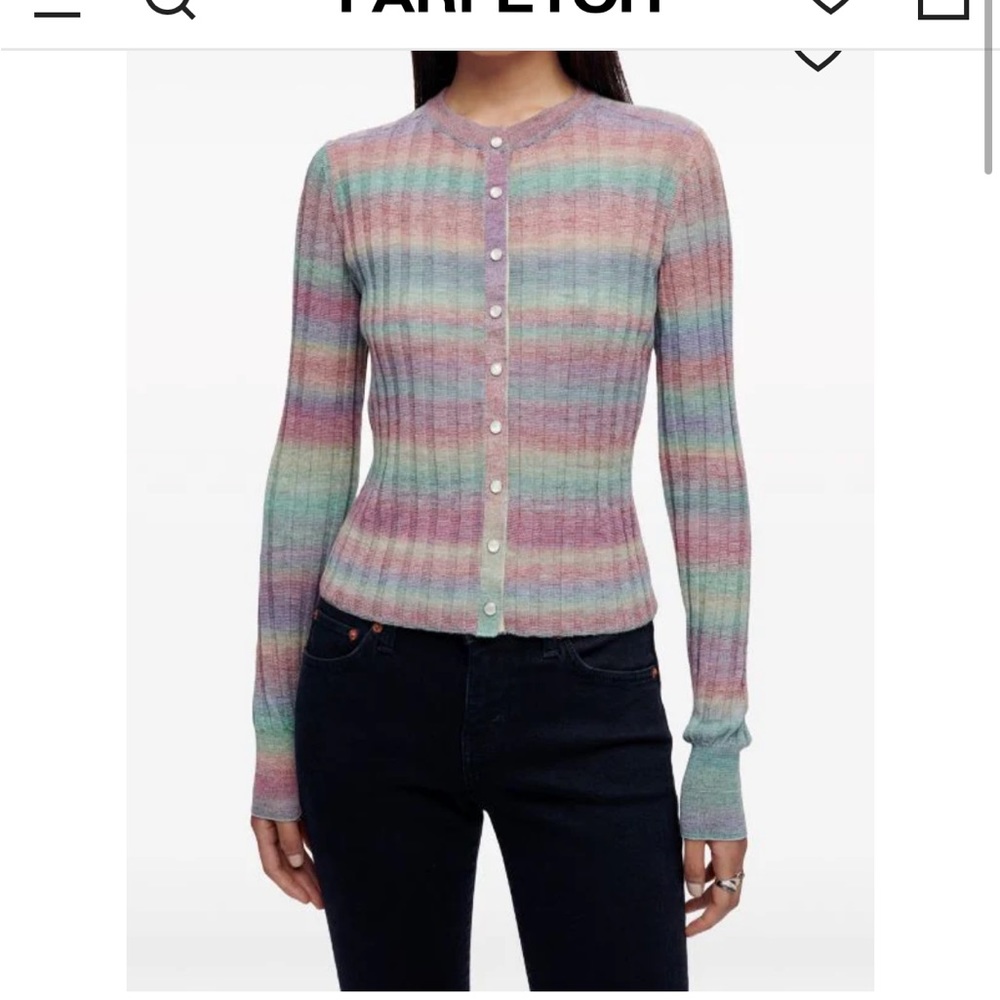 RE/DONE POOR BOY SLIM RIBBED KNIT WOOL CARDIGAN MED NWT $395